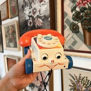 Vintage fisher price 1960s classic chatter phone pull toy